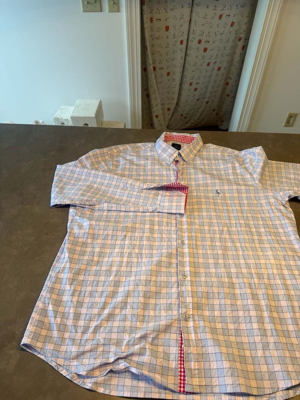 Tailored Collection Men's Long Sleeve Button Down Shirt Blue and Pink Plaid with